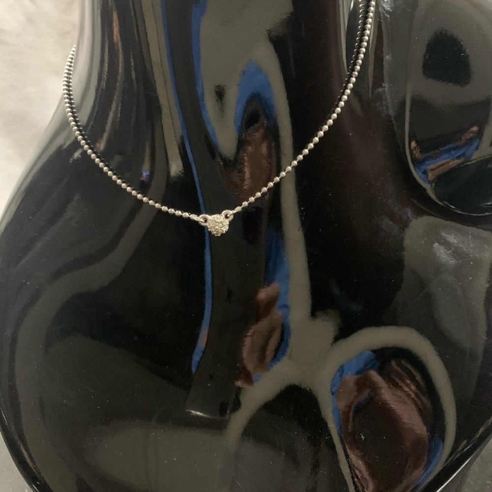 Micro bead silver tone necklace